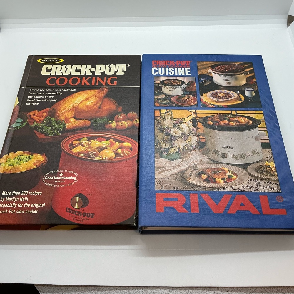 Vintage Lot Of 2 Rival Crock-Pot Slow Cooker Cooking Cookbooks HC 75’ & 95’